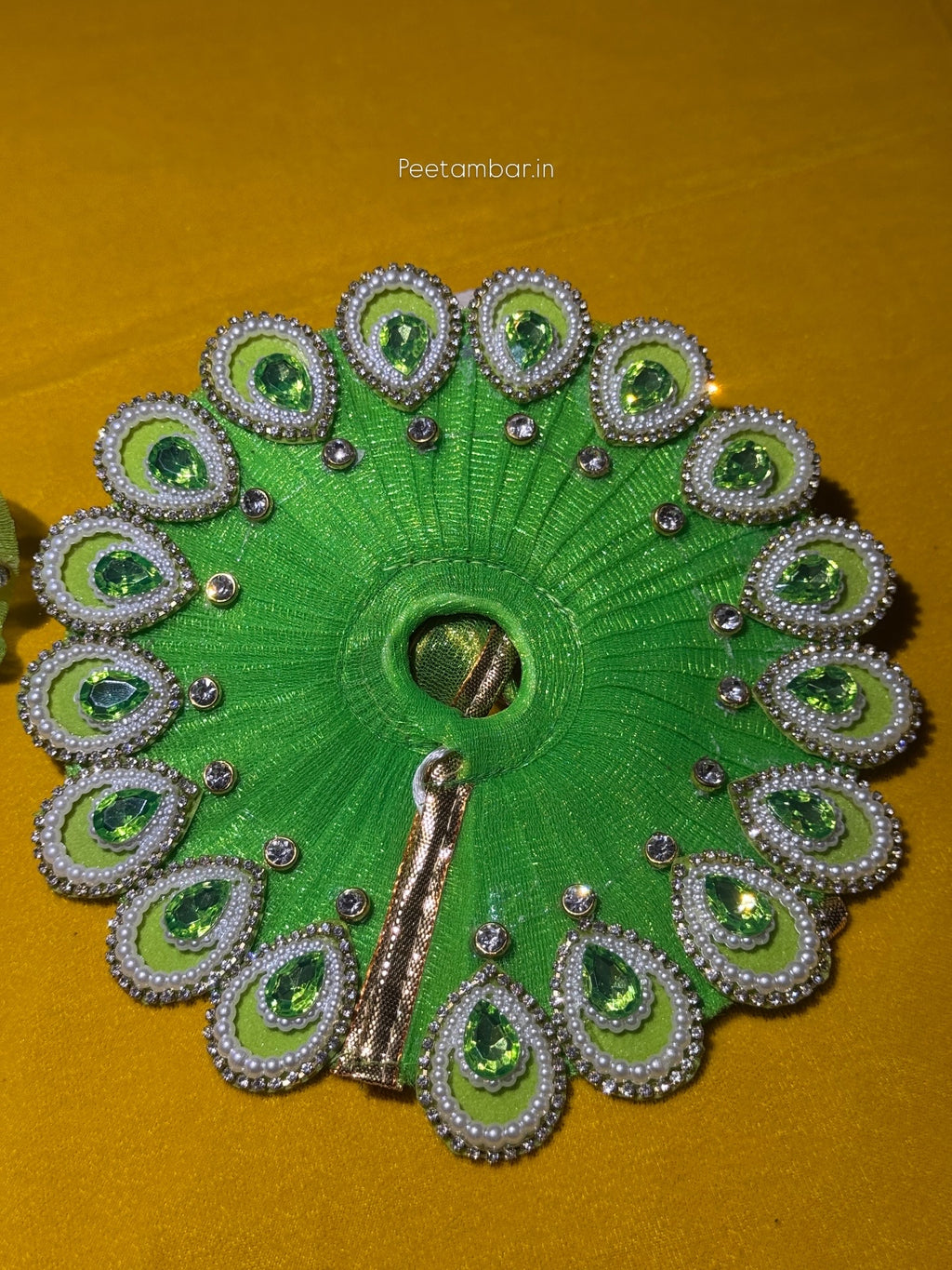 Bright Green Colour Beautiful Ladu Gopal Dress + Padgi