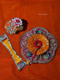 Orange Colour Beautiful Ladu Gopal Dress + Padgi + Patka