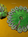 Bright Green Colour Beautiful Ladu Gopal Dress + Padgi