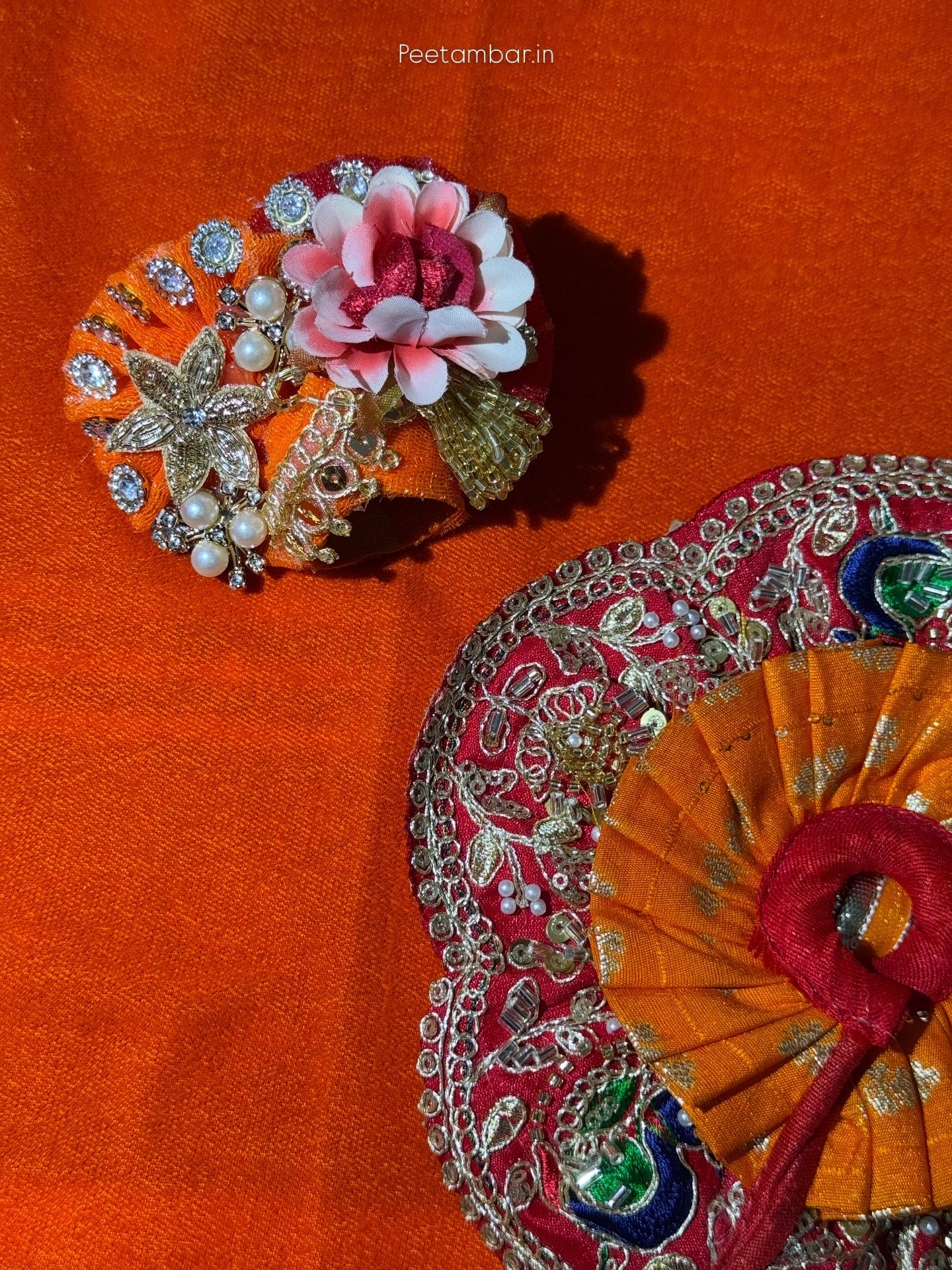 Orange Colour Beautiful Ladu Gopal Dress + Padgi + Patka