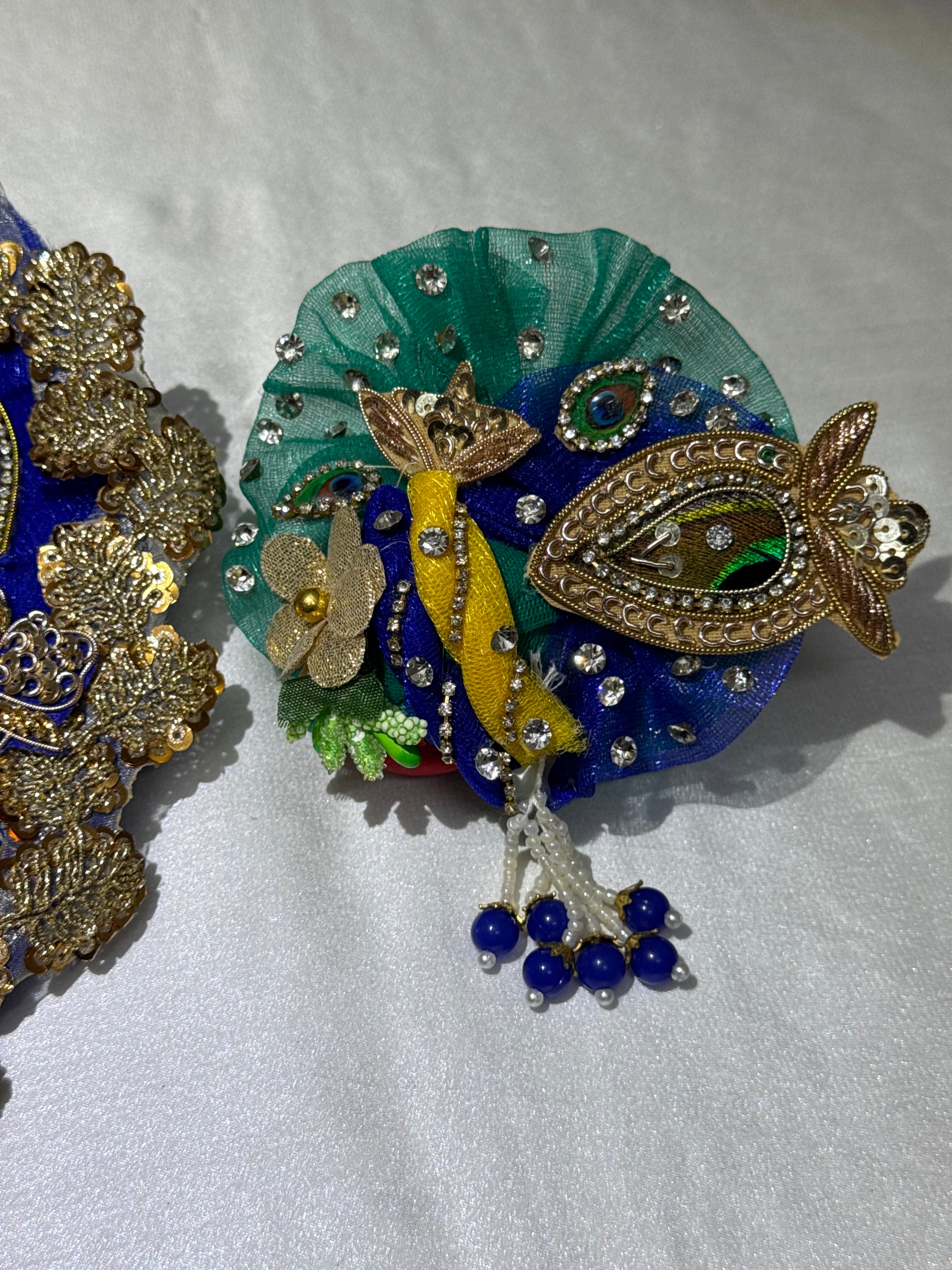 Peacock Laddu Gopal Dress Blue + Padgi