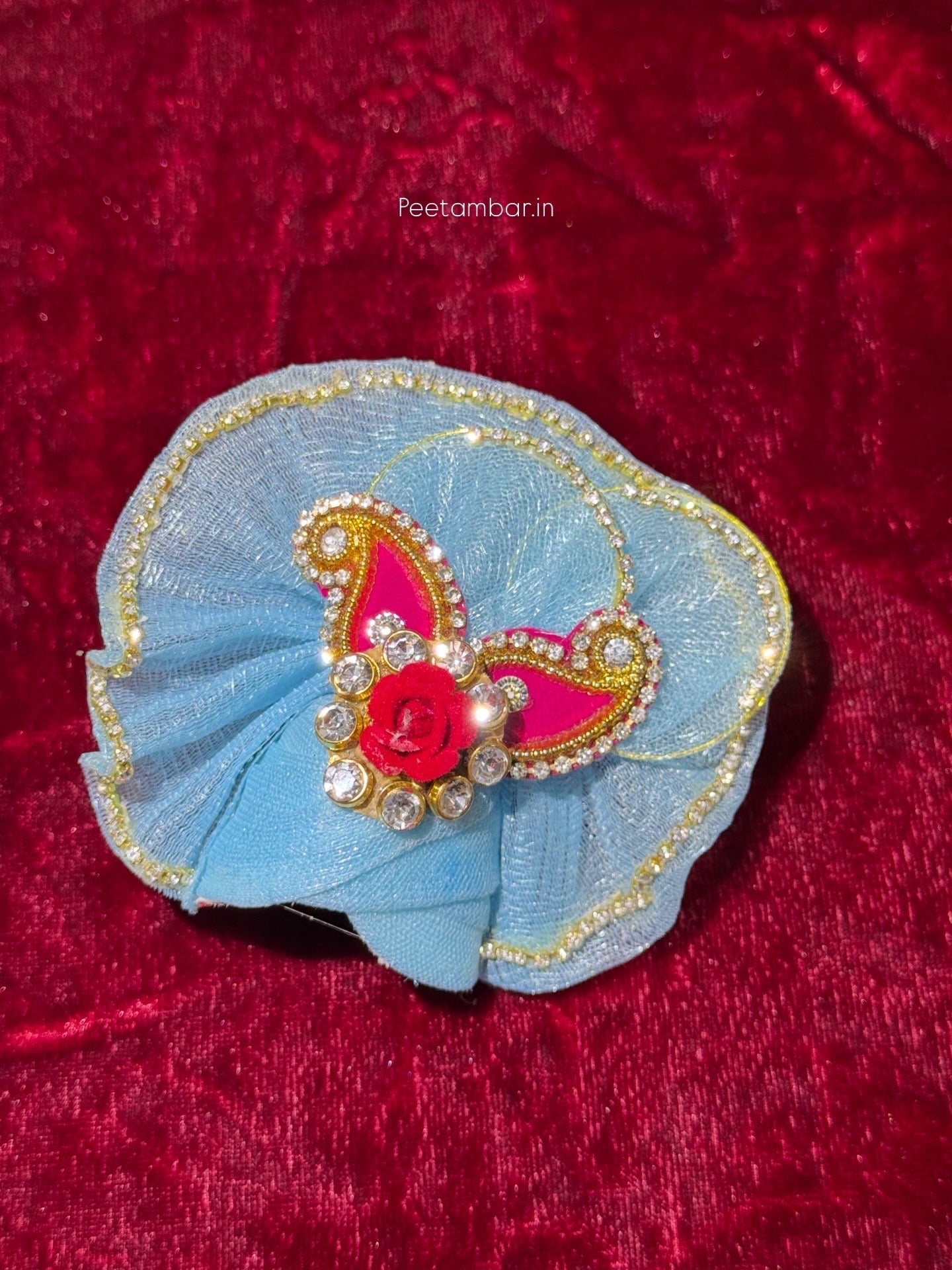 Bright Sky Blue Colour Beautiful Ladu Gopal Dress + Padgi