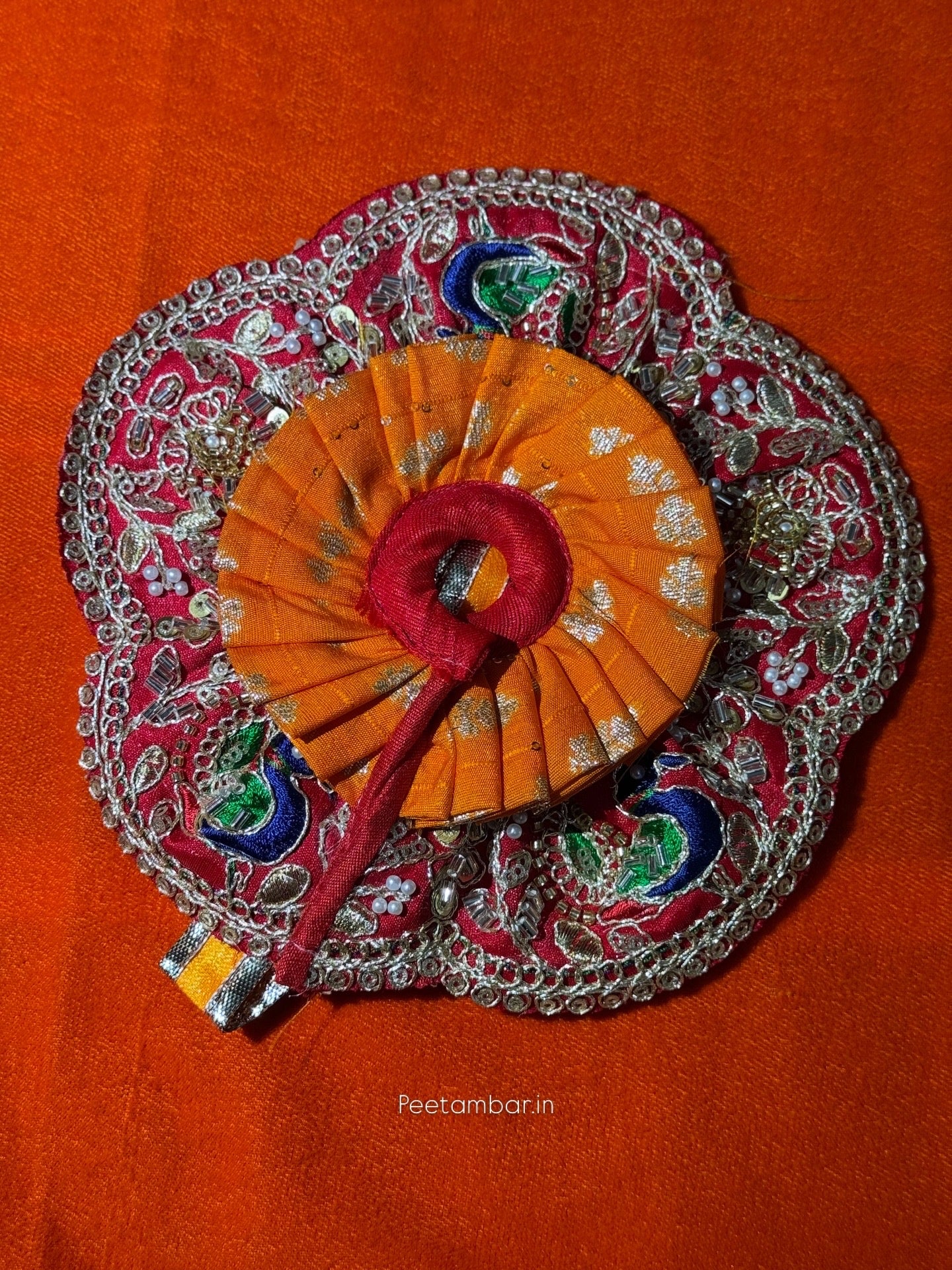 Orange Colour Beautiful Ladu Gopal Dress + Padgi + Patka