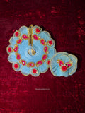 Bright Sky Blue Colour Beautiful Ladu Gopal Dress + Padgi