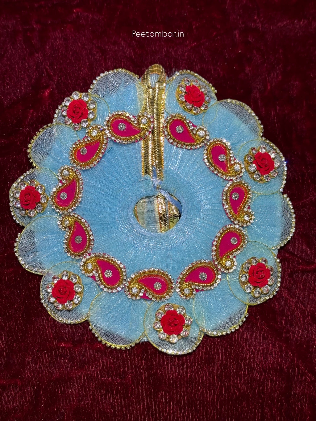 Bright Sky Blue Colour Beautiful Ladu Gopal Dress + Padgi
