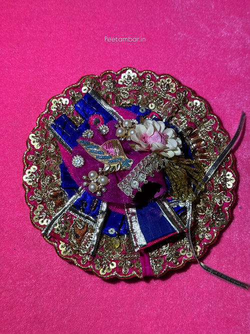 Blue Pink Colour Beautiful Ladu Gopal Dress + Padgi + Patka