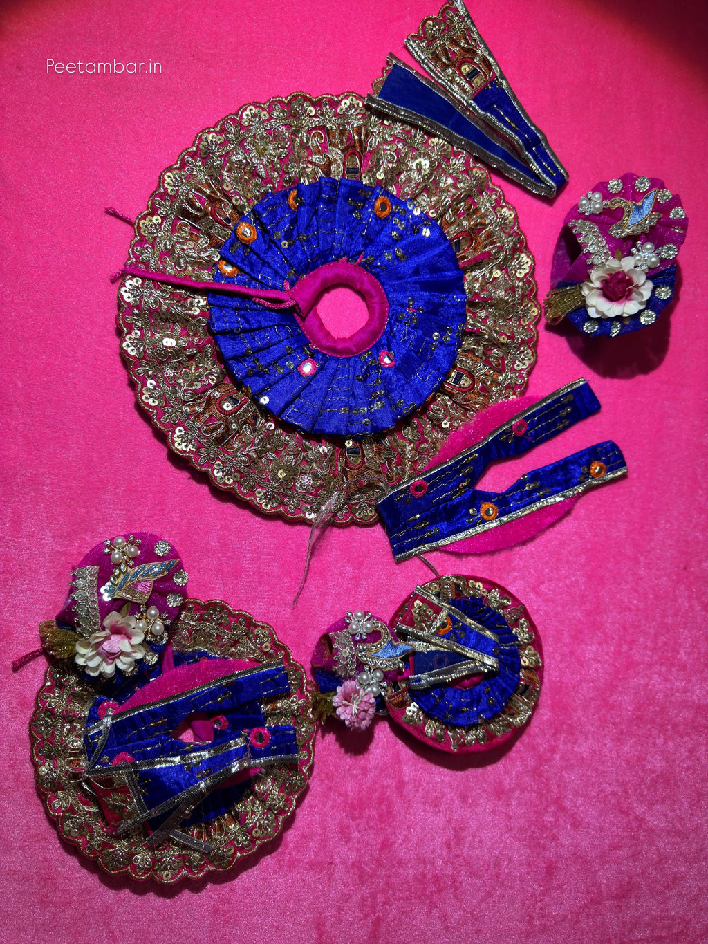 Blue Pink Colour Beautiful Ladu Gopal Dress + Padgi + Patka