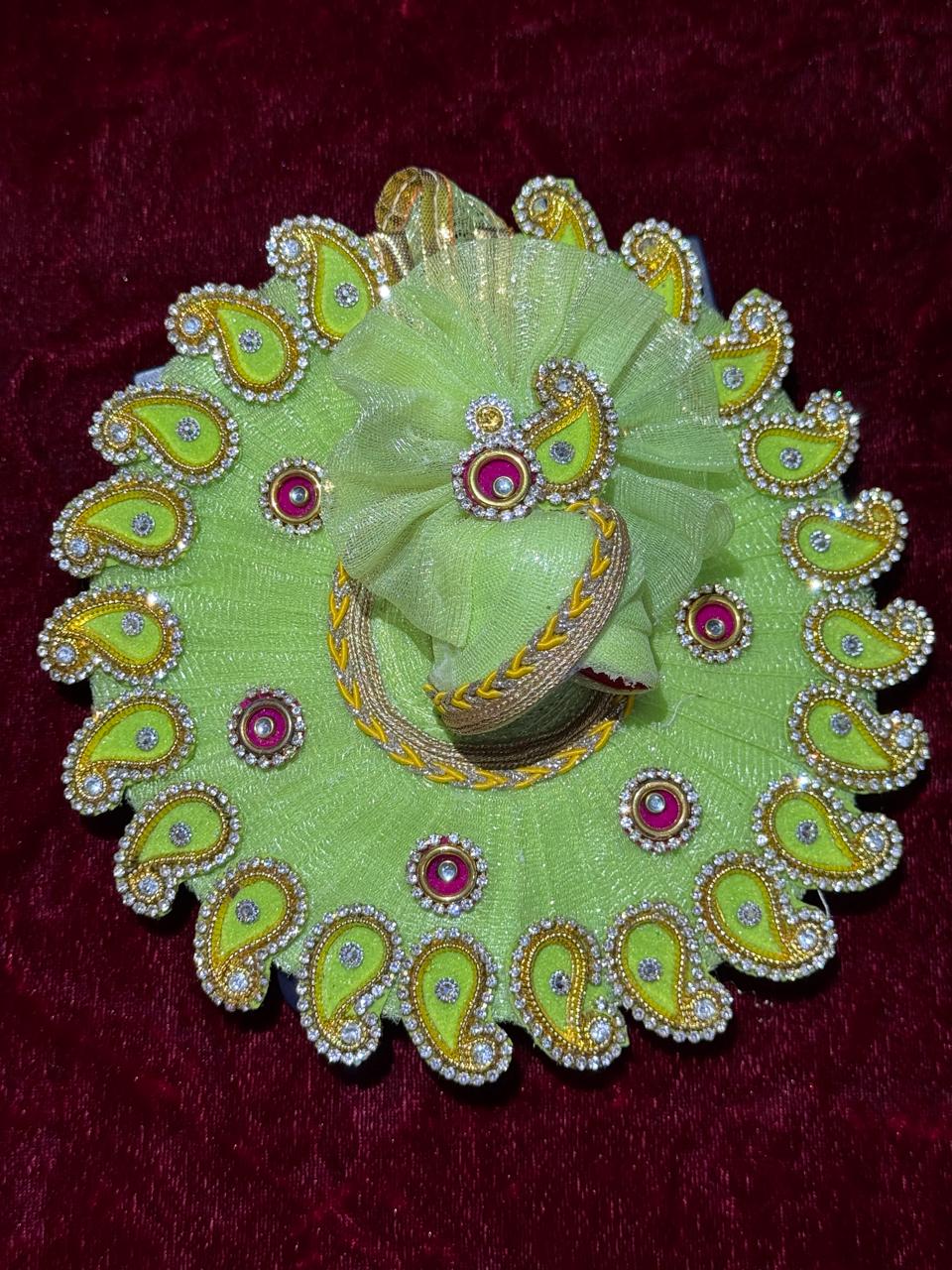 Green Colour Beautiful Ladu Gopal Dress + Padgi
