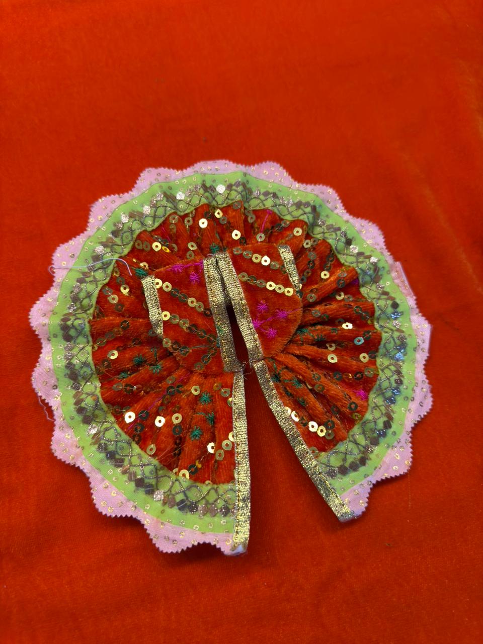 Multi Colour Ladu Gopal Dress Shanil Fabric