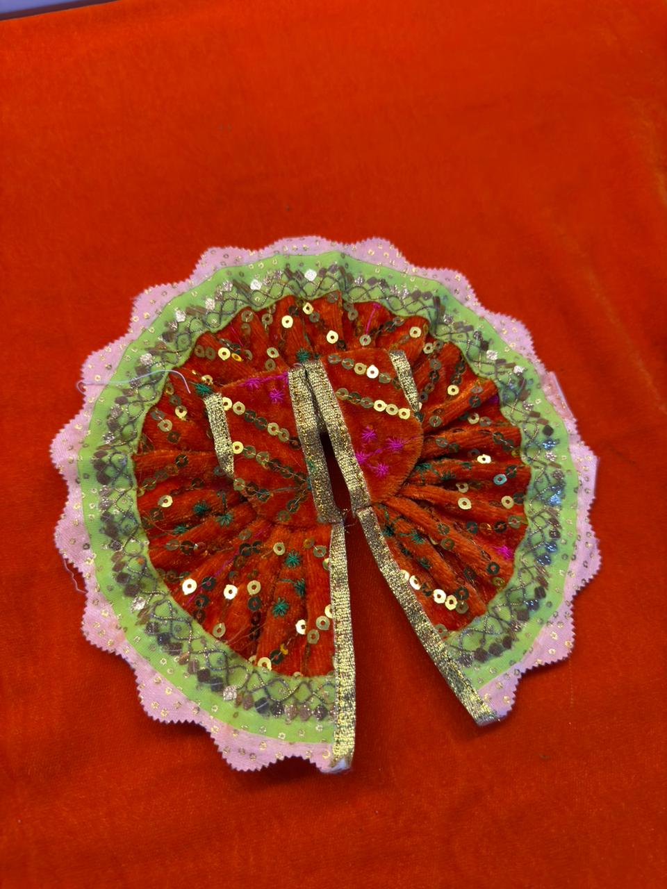 Multi Colour Ladu Gopal Dress Shanil Fabric