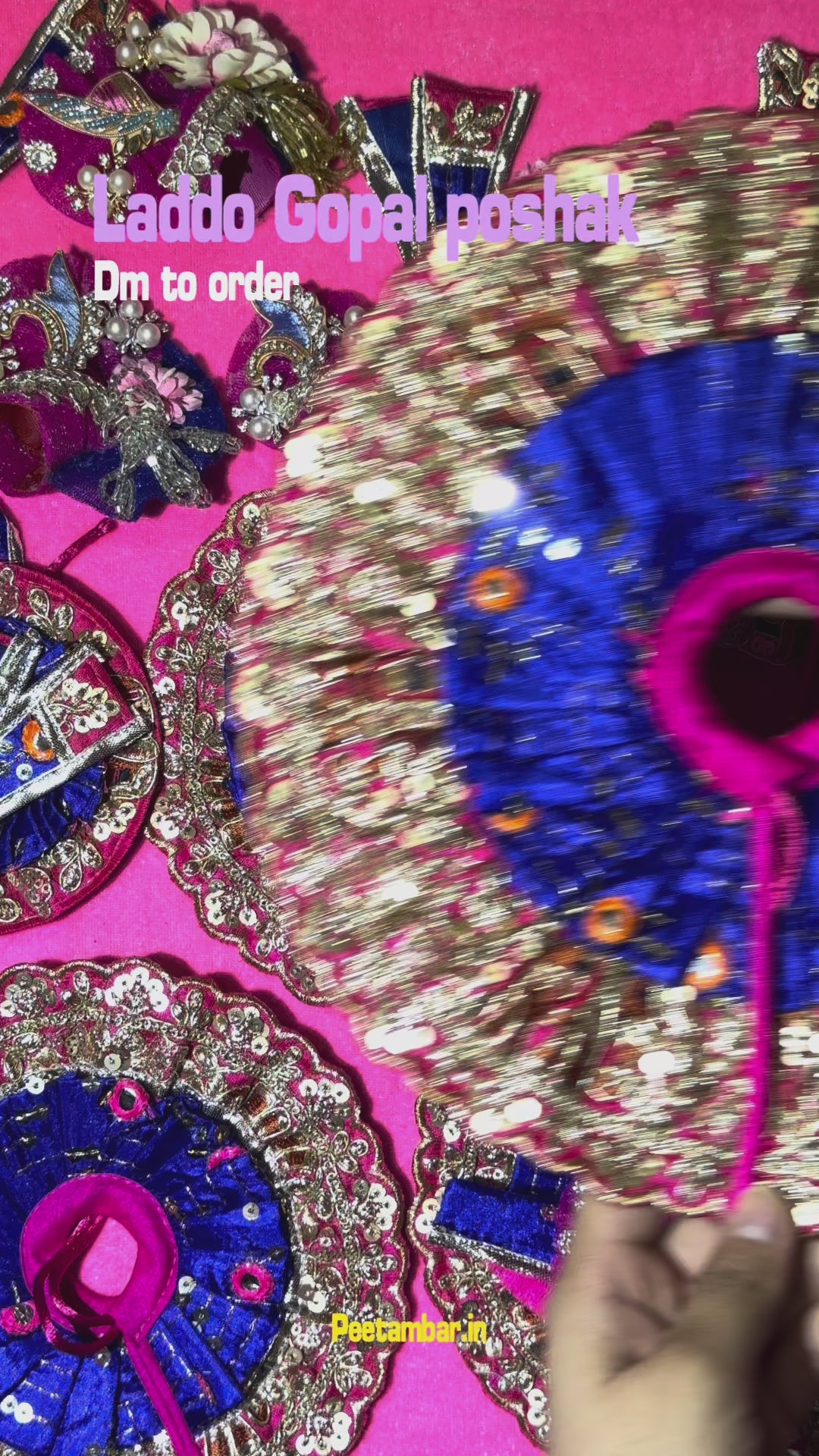 Blue Pink Colour Beautiful Ladu Gopal Dress + Padgi + Patka
