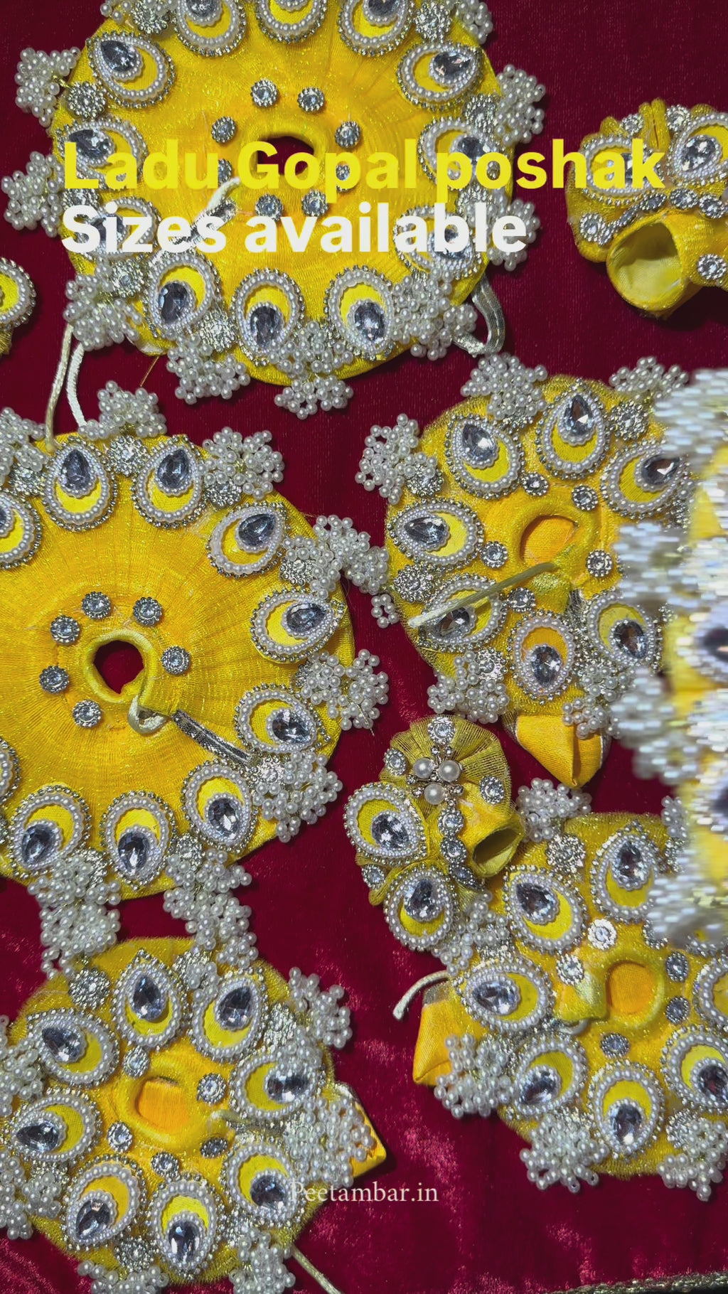Bright Yellow Colour Beautiful Ladu Gopal Dress + Padgi + Patka