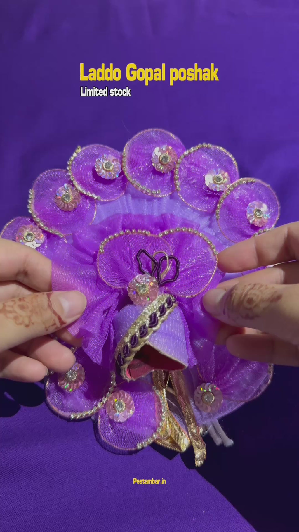 Purple Colour Beautiful Ladu Gopal Dress + Padgi